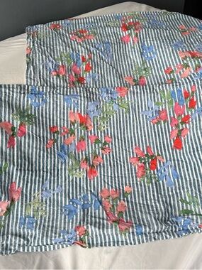 Ralph Lauren MAGGIE Floral Stripe KING Pillow Shams Set 2